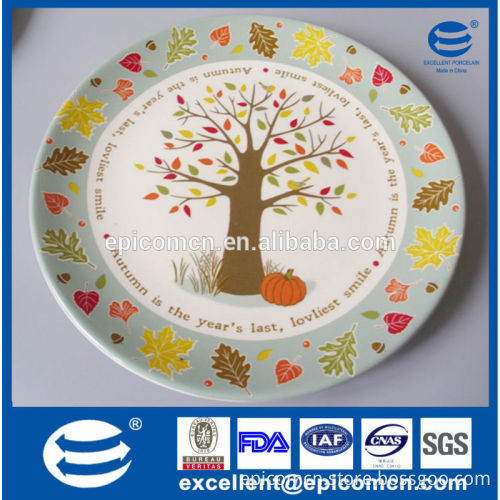 tree decoration round dessert plate porcelain, snack plate ceramic